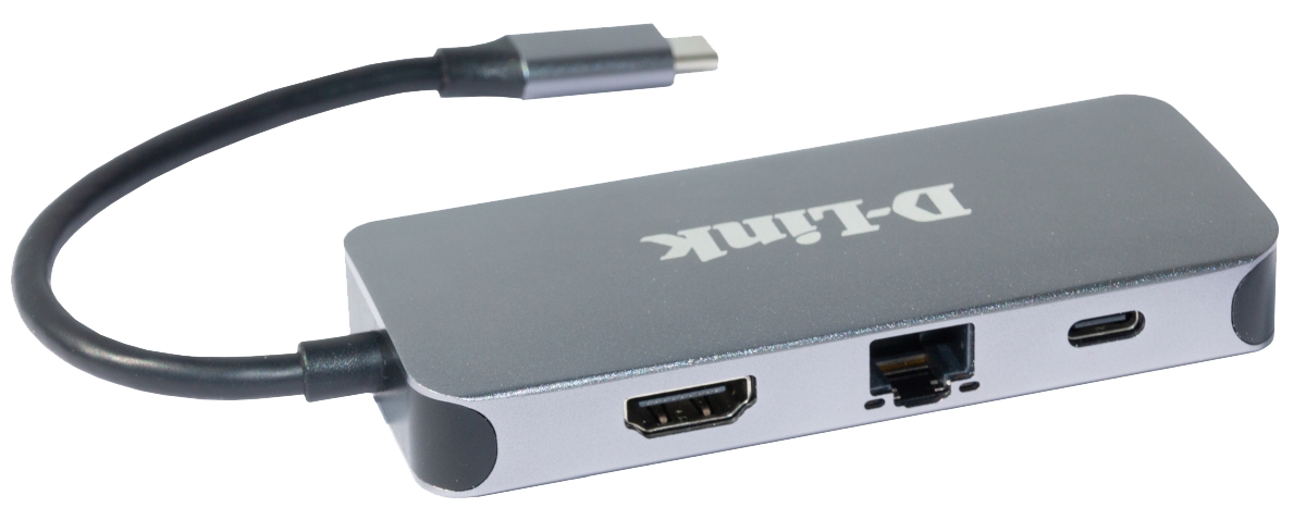 Hub USB-C D-Link avec 3x USB 3.0, 1x USB-C, 1x HDMI 4K, 1x RJ45
