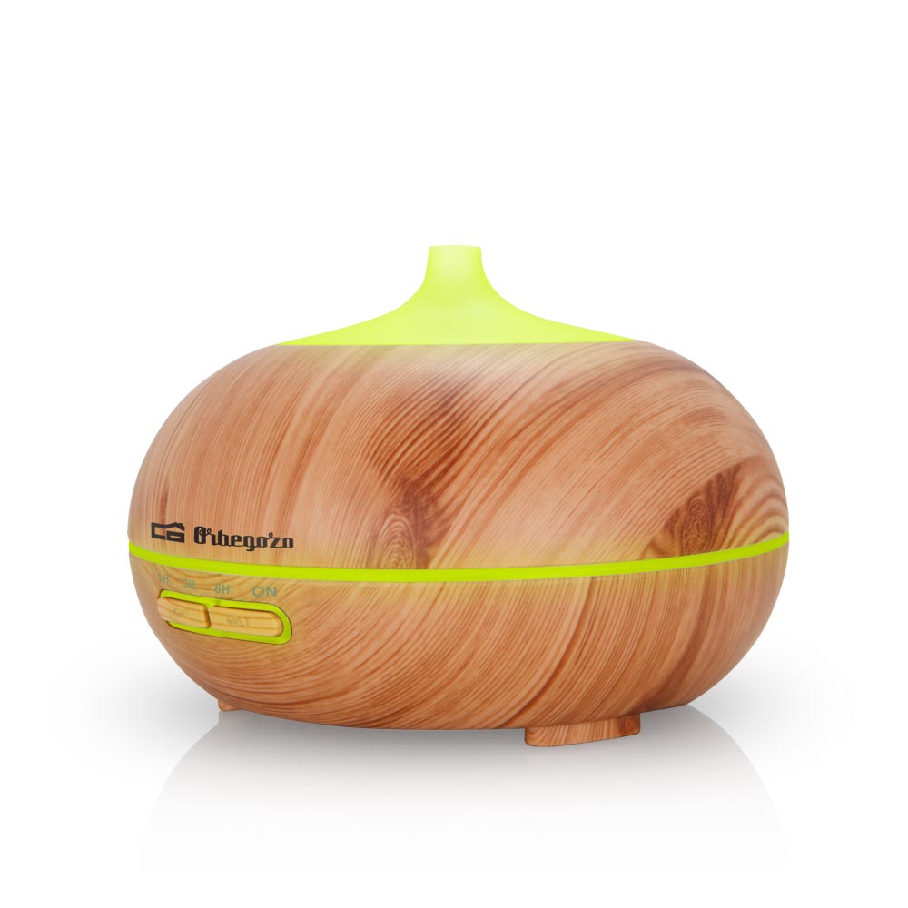 Humidificateur d'aromathérapie Orbegozo HUA 3000 - Soulage la toux et la congestion - Élimine les odeurs - Améliore l'humeur et favorise le sommeil - Minuterie - 7 couleurs de lumière - Silencieux