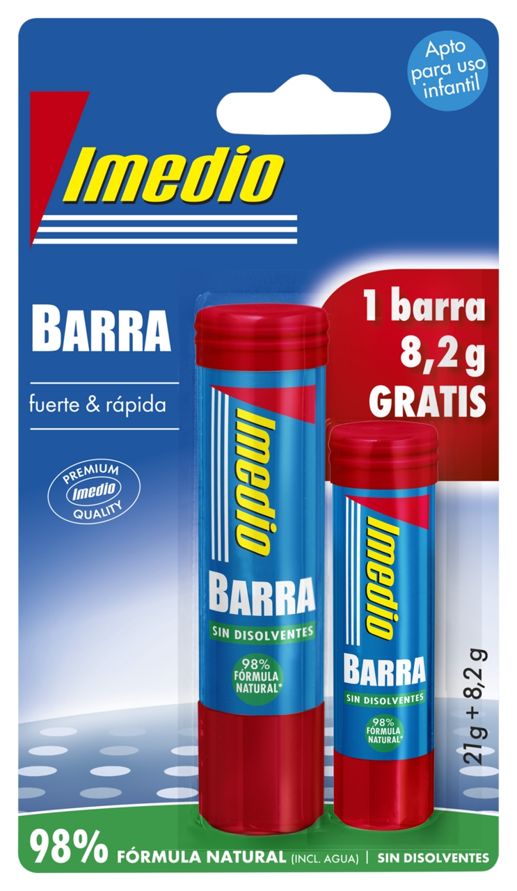 Imedio Lot de 2 Bâtons de Colle 1x 21grs + 1x 8,2grs - Sans Solvant - Lavable - Adapté à un Usage Scolaire