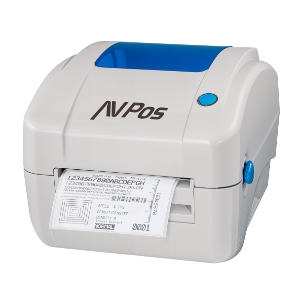 Imprimante d'étiquettes thermique AVPos E49 - Vitesse de 102 mm/s - Résolution 300 DPI - USB et LAN - Gris
