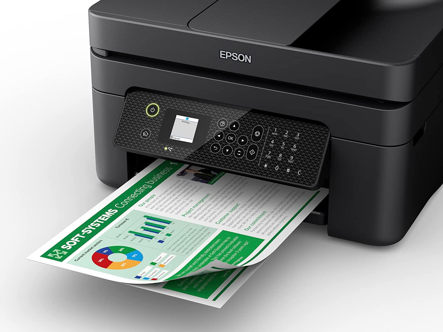 Imprimante multifonction Epson Workforce WF2930DWF Fax couleur recto verso Wi-Fi 33 ppm