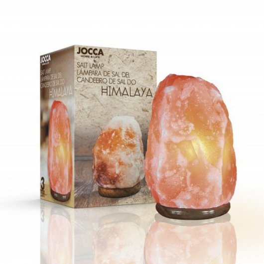 Jocca Himalayan Salt Lamp - Lumière orange douce et relaxante - Base en bois - Comprend un interrupteur et une ampoule