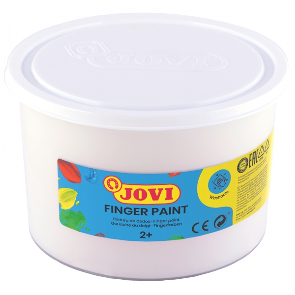 Jovi Finger Paint Peinture au doigt en pot de 500 ml - Ingrédients naturels - Couleurs miscibles - Texture gelée - Lavable - Couleur blanche
