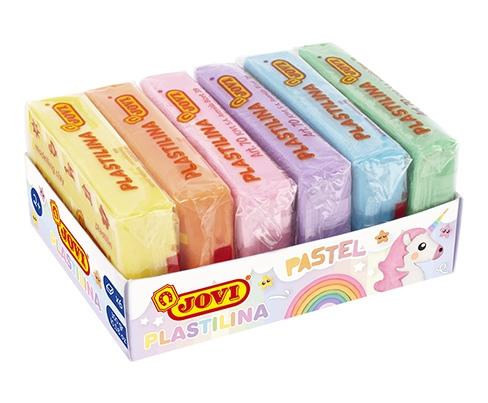 Jovi Pack de 6 tablettes de pâte à modeler 50 g - 100 % végétale - Très malléable - Ne sèche pas - Couleurs miscibles - Couleurs pastel assorties