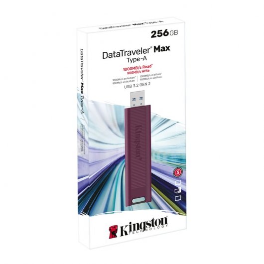 Kingston DataTraveler Max Mémoire USB-A 3.2 Gen 2 256 Go - Couleur Bordeaux (Clé USB)