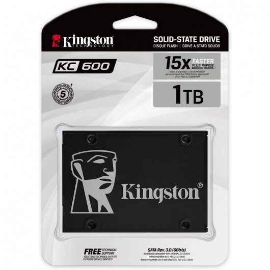 Kingston KC600 Disque dur solide SSD 1 To 2,5" SATA3 NAND TLC 3D