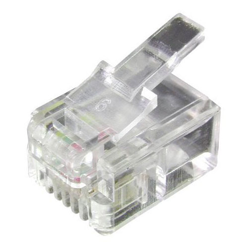 Kit Equip 100 Connecteurs RJ11 4P4C - Pour Câble Plat - Connecteurs Plaqués Or pour un Signal de Haute Qualité