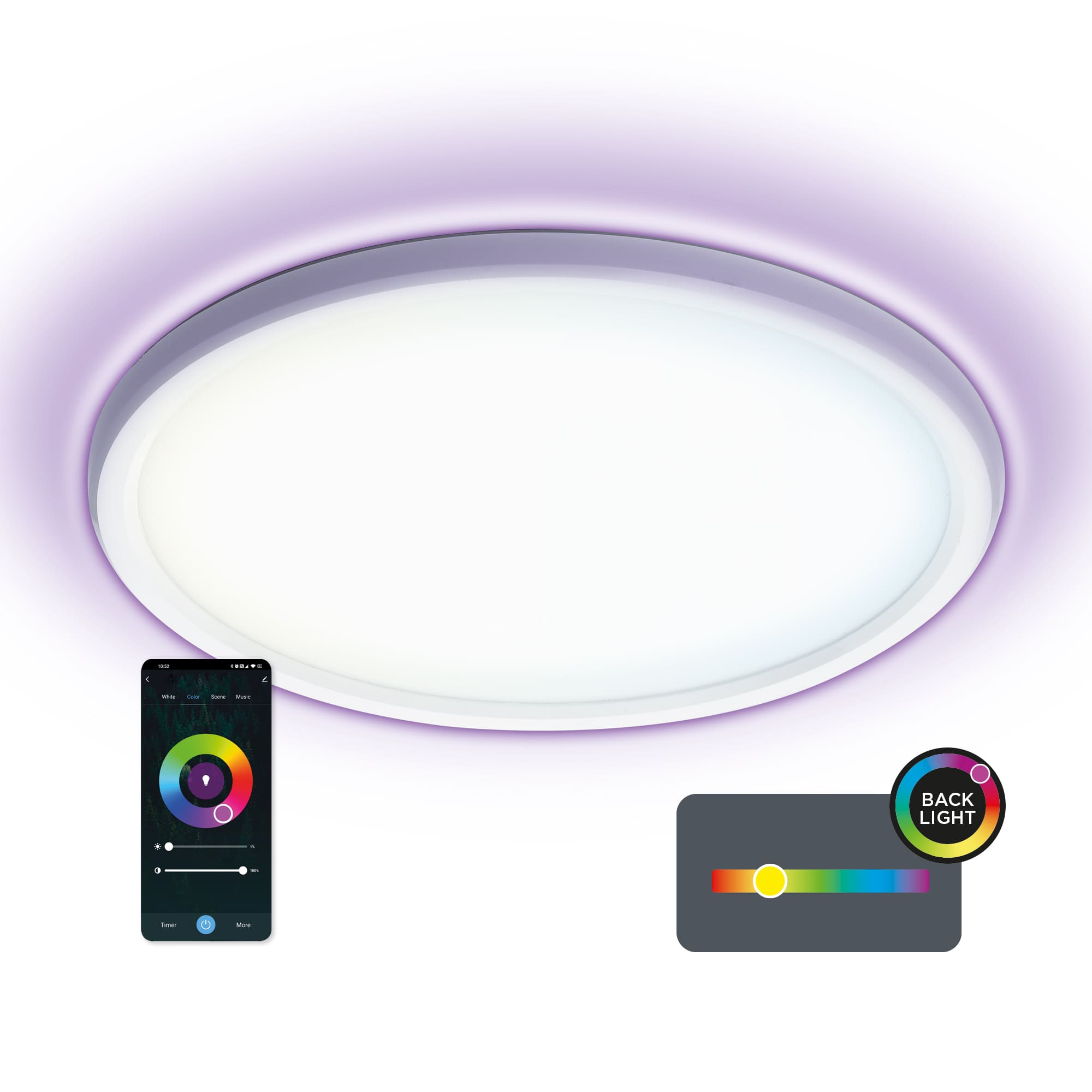 Ksix Smartled Plafond Intelligent Duo - CCT-RGB - Contrôle par APP - 24W - 42cm