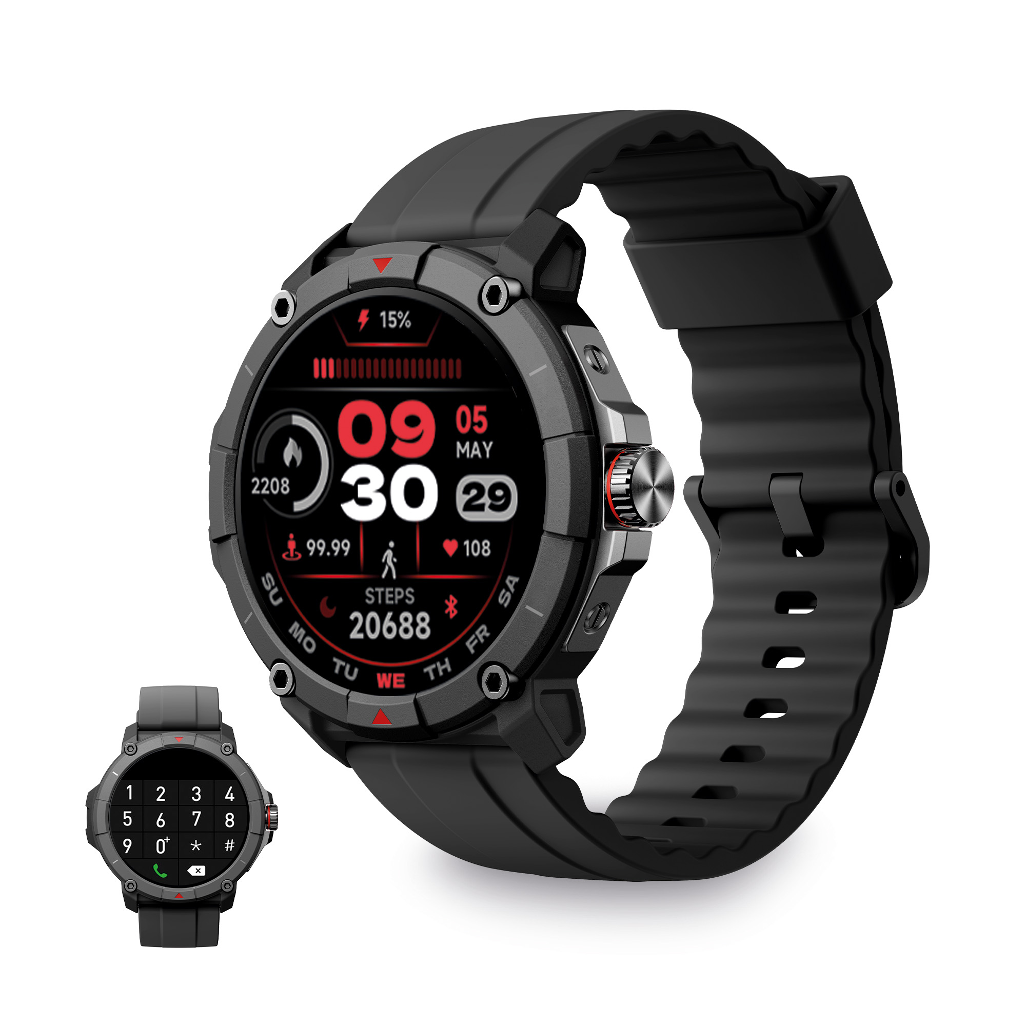 Ksix Smartwatch Compass GPS - Fréquence Cardiaque - Surveillance du Sommeil - Couleur Noir