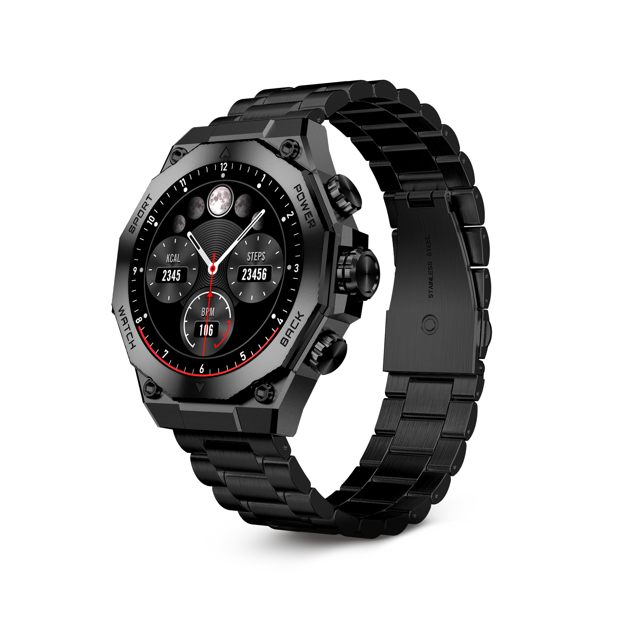 Ksix Smartwatch Titanium - Fréquence Cardiaque - Surveillance du Sommeil - Couleur Noir