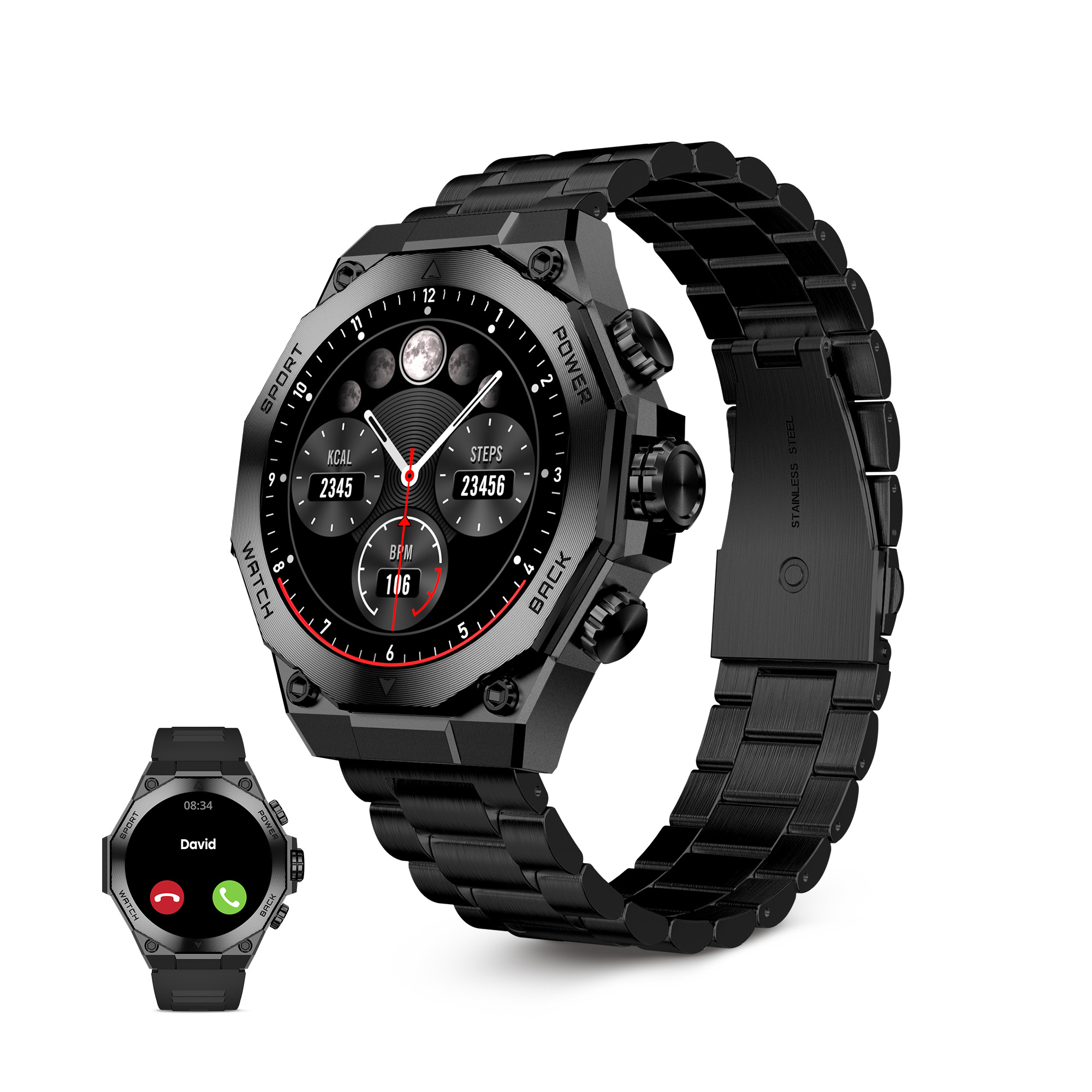 Ksix Smartwatch Titanium - Fréquence Cardiaque - Surveillance du Sommeil - Couleur Noir