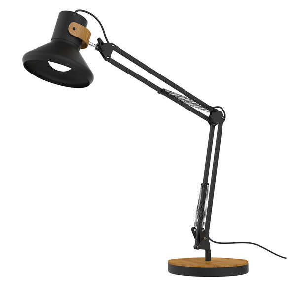 Lampe de bureau LED Unilux Baya en bambou - Design élégant et moderne - Éclairage LED basse consommation - Bras flexible pour régler la lumière - Couleur noire