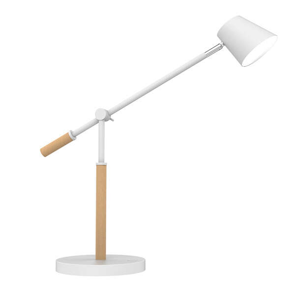 Lampe de bureau LED Unilux Vicky - Design moderne et élégant - Lumière LED basse consommation - Hauteur et angle réglables - Couleur blanc/bois