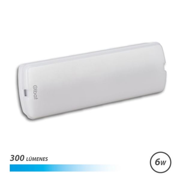 Lampe de Secours Elbat - 300 Lumens - 6000K - 6W - 3 Heures d'Autonomie - Permanente et Non Permanente - Batterie au Lithium