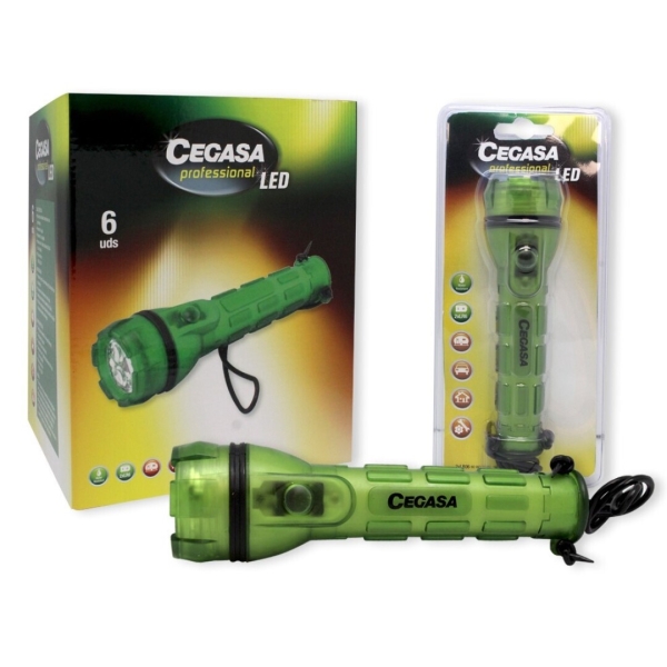 Lampe torche professionnelle Cegasa 3 LED - Résistante aux chocs et à l'eau IP44 - Fonctionne avec 2 piles AA LR6 (non incluses)