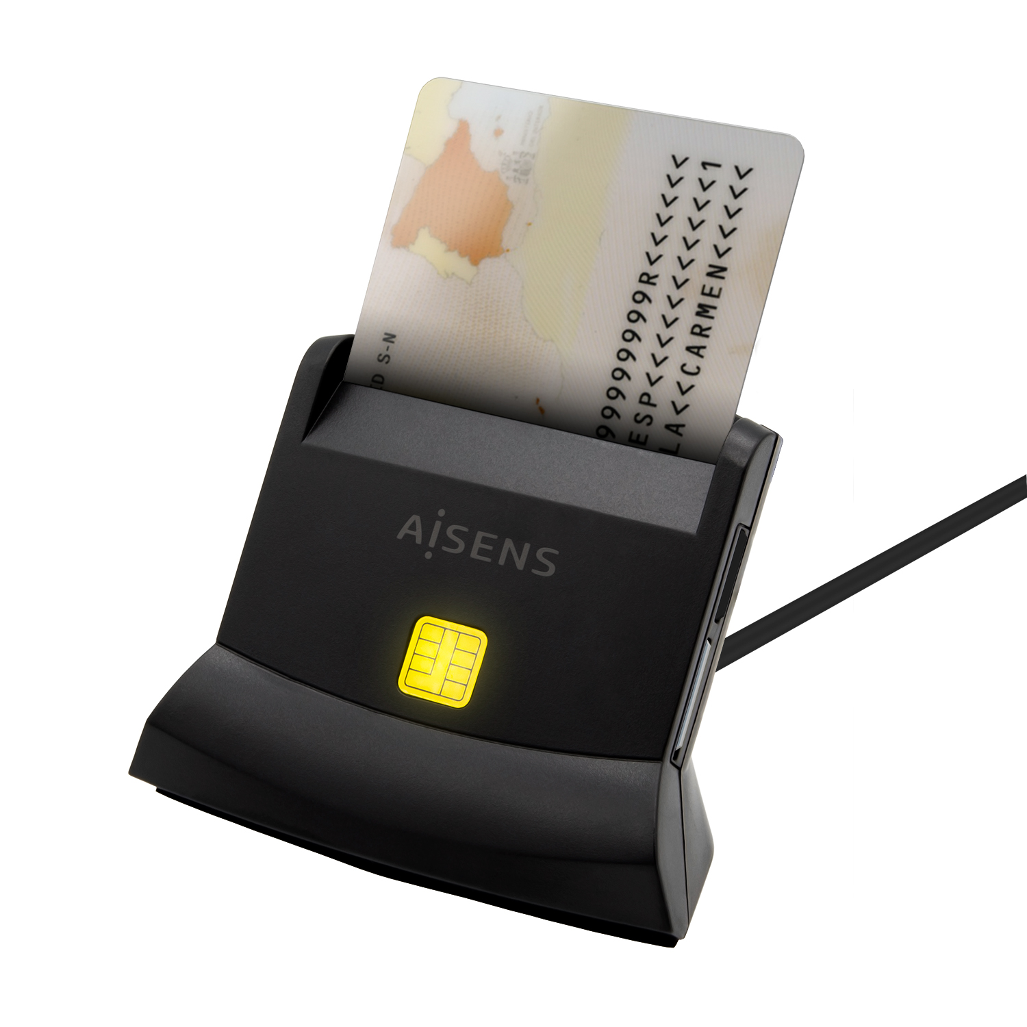 Lecteur de carte à puce Aisens USB-C DNI avec lecteur de carte SIM, SD, Micro SD, MMC, RS-MMC, MMC - Couleur noire