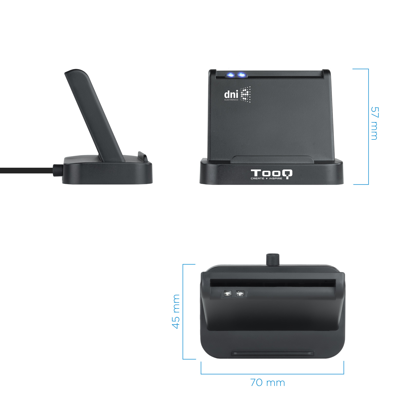 Lecteur de carte à puce Tooq DNIe VISION USB 2.0 - Couleur Noir