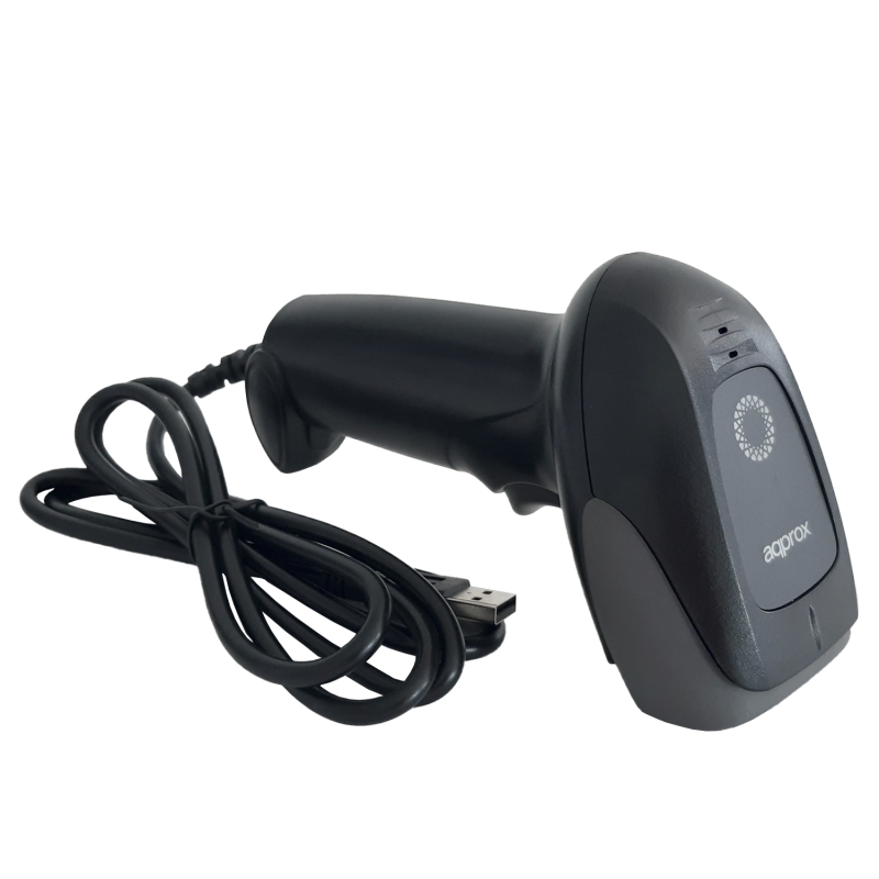 Lecteur de codes-barres USB 1D environ avec support - Indicateur LED, Beeper - Vitesse 300 fois par seconde - Couleur noire