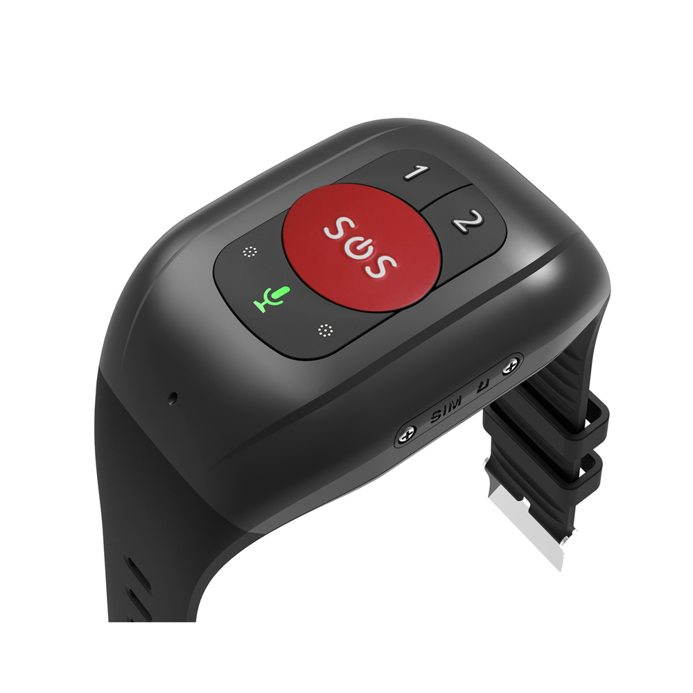 Leotec Senior Smart Band 4G - Géolocalise en Temps Réel - Localisation via les Réseaux WiFi et LBS - Moniteur de Fréquence Cardiaque, Podomètre, Tensiomètre etc... - Couleur Noir / Bouton SOS Rouge