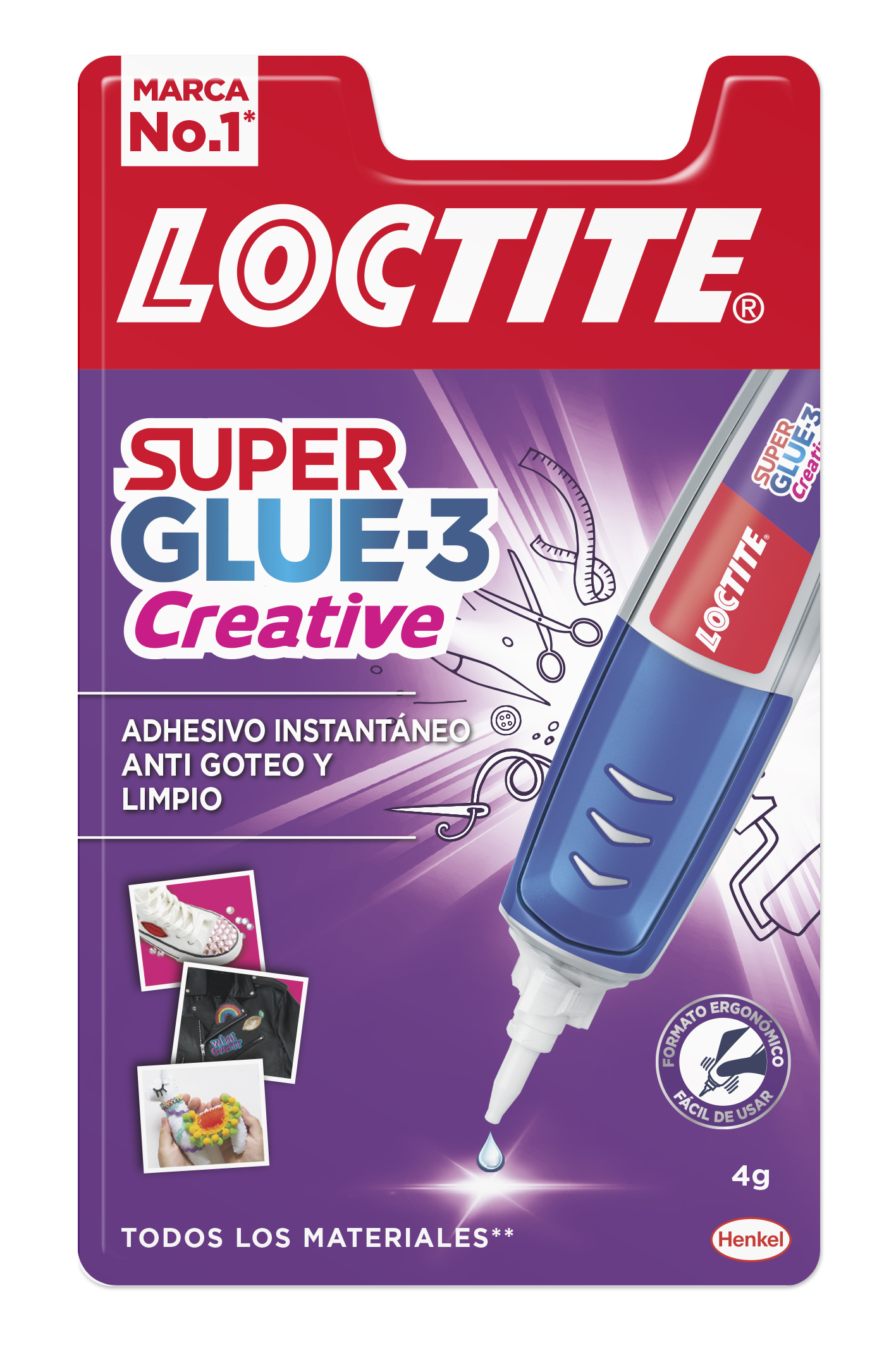 Loctite Superglue-3 Creative Pen 4Gr - Adhésif universel en forme de stylo - Application goutte à goutte précise et propre - Pas de gouttes - Force d'adhérence maximale