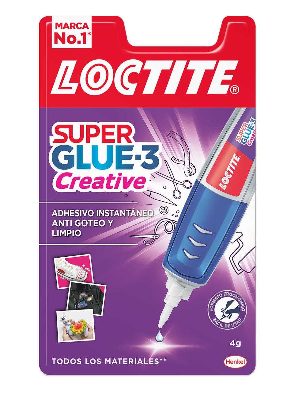 Loctite Superglue-3 Creative Pen 4Gr - Adhésif universel en forme de stylo - Application goutte à goutte précise et propre - Pas de gouttes - Force d'adhérence maximale
