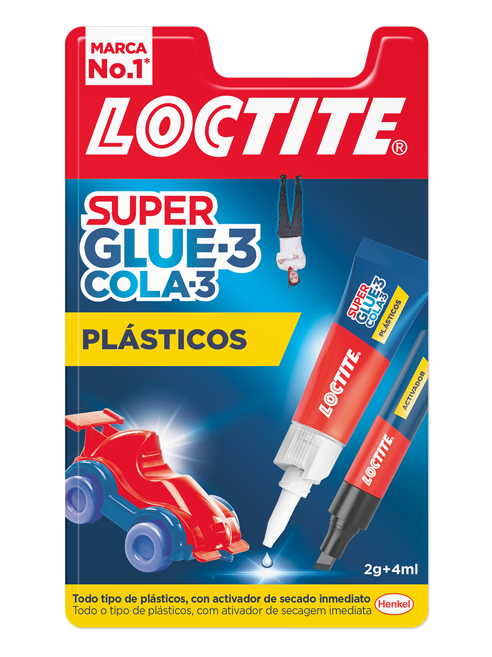 Loctite Superglue-3 Difficile Plastics Bl 4 ml + 2gr - Colle transparente et liquide - Formulé pour les plastiques difficiles - Facile à étaler - Comprend activateur au format marqueur