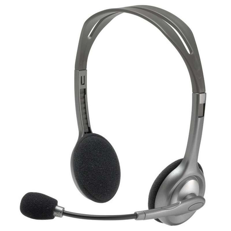 Logitech H110 Casque Stéréo avec Microphone Pliable - Arceau Ajustable - Jack 3,5 mm - Câble 1,80 m - Couleur Gris
