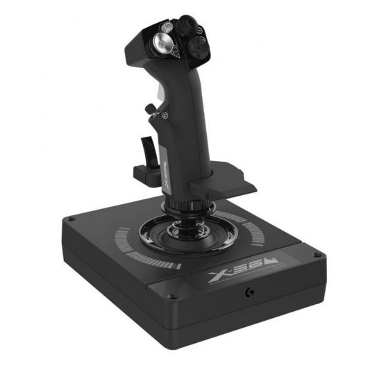 Logitech X56 Hotas Joystick + Accélérateur USB - Éclairage RVB - 31 Boutons Programmables, 13 Axes et 5 Sélecteurs de Vue - Deux Accélérateurs - Couleur Noir