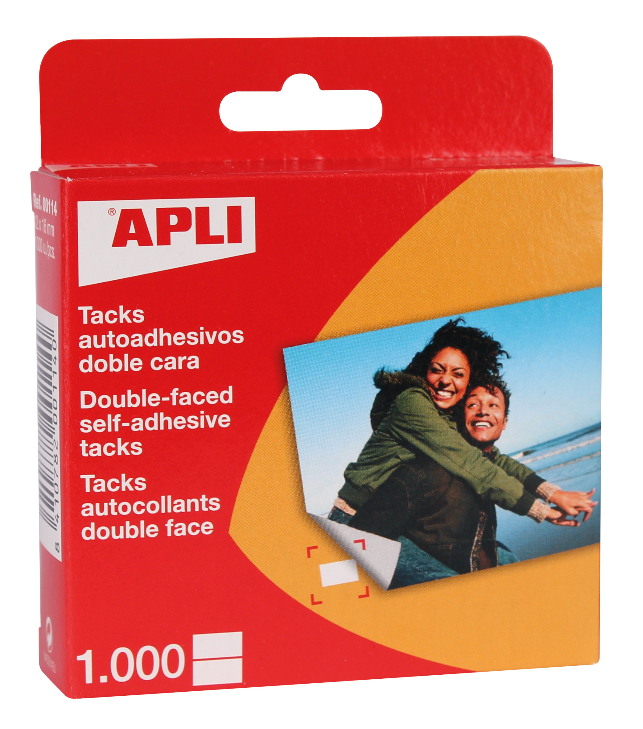 LOT de 10 Apli Punaises auto-adhésives double face - Taille 12x16 - 1000 unités par boîte - Idéal pour les travaux manuels et les albums - Sans acide - Transparent