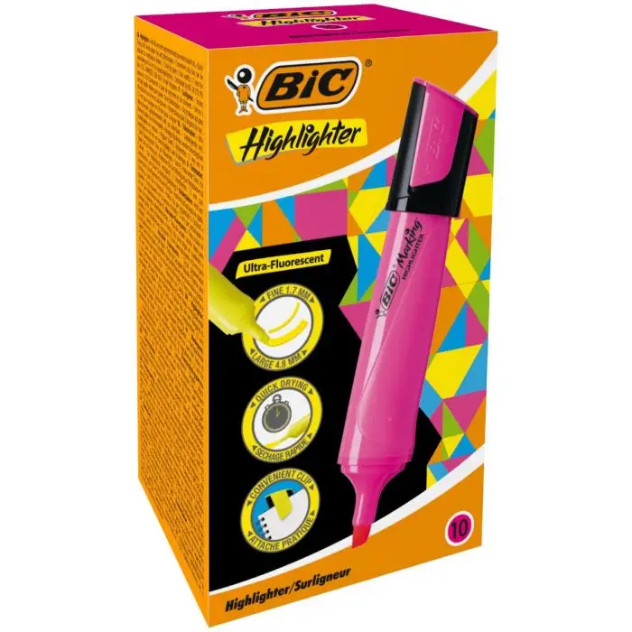  Lot de 10 Bic surligneurs Rose