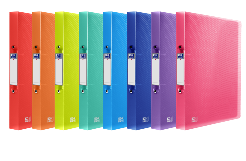 LOT de 10 Classeur à anneaux A4 Oxford Urban - Couverture plastique translucide - Dos 40 mm - 2 anneaux 30 mm - Couleurs assorties