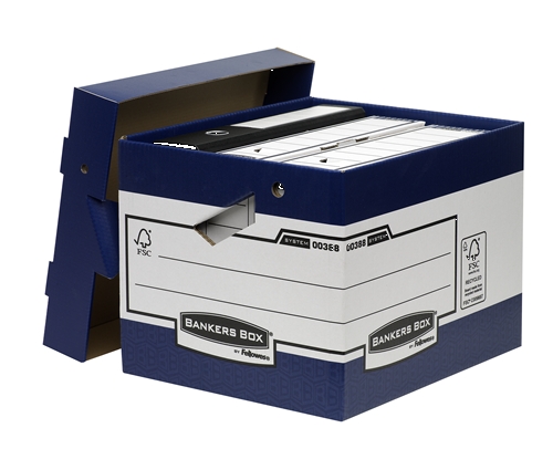 LOT de 10 Conteneur de fichiers Fellowes Bankers Box avec poignées ergonomiques Ergo Box - Assemblage automatique Fastfold - Carton recyclé certifié FSC