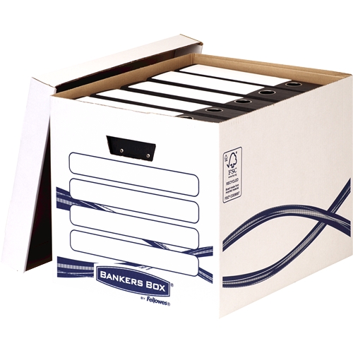 LOT de 10 Fellowes Bankers Box Basic Maxi File Container - Assemblage manuel - Carton recyclé certifié FSC