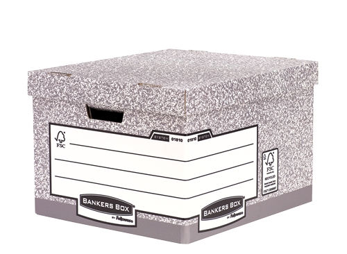 Fellowes Bankers Box Folio File Container - Assemblage rapide autonome - Carton recyclé certifié FSC - Couleur grise (Lot de 10)