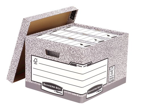 Fellowes Bankers Box Folio File Container - Assemblage rapide autonome - Carton recyclé certifié FSC - Couleur grise (Lot de 10)