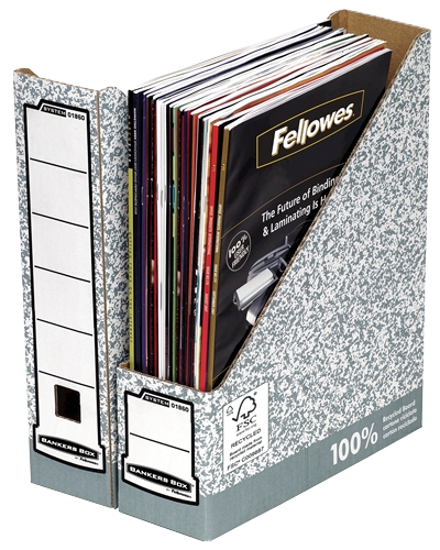 LOT de 10 Fellowes Bankers Box Magazine Rack A4 80mm - Assemblage manuel - Carton recyclé Certification FSC - Couleur grise