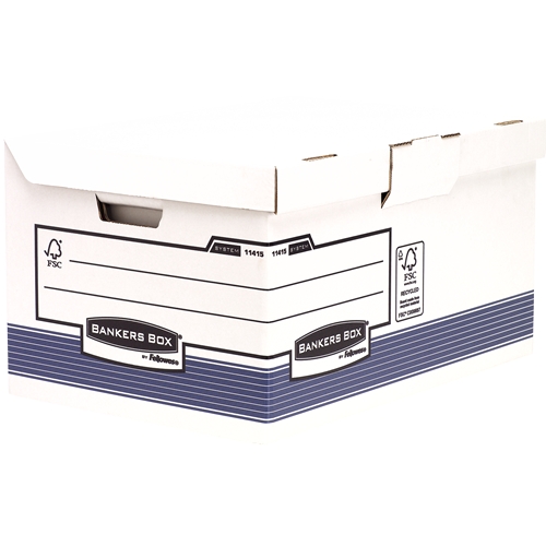 LOT de 10 Fellowes Bankers Box Maxi File Container - Couvercle fixe - Assemblage automatique Fastfold - Carton recyclé certifié FSC