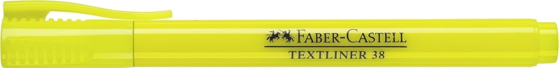 LOT de 10 Marqueur fluorescent Faber-Castell Textliner 38 - Corps fin - Pointe biseautée - Lignes épaisses et fines - Encre à base d'eau - Jaune