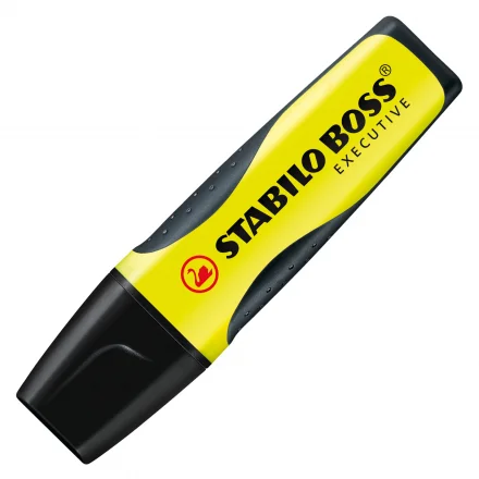 LOT de 10 Marqueur Fluorescent Stabilo Boss Executive - Grip Zone - Trait entre 2 et 5 mm - Rechargeable - Encre à Base d'Eau - Couleur Jaune