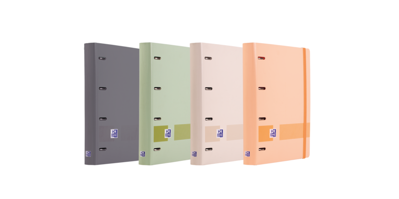 LOT de 10 Oxford Europeanbinder Boreal A4+ Dossier résistant – Couverture en plastique polyfoam souple – Dos de 45 mm – Anneaux 4Dx35 mm – Comprend des points de remplacement – 5 couleurs de bande