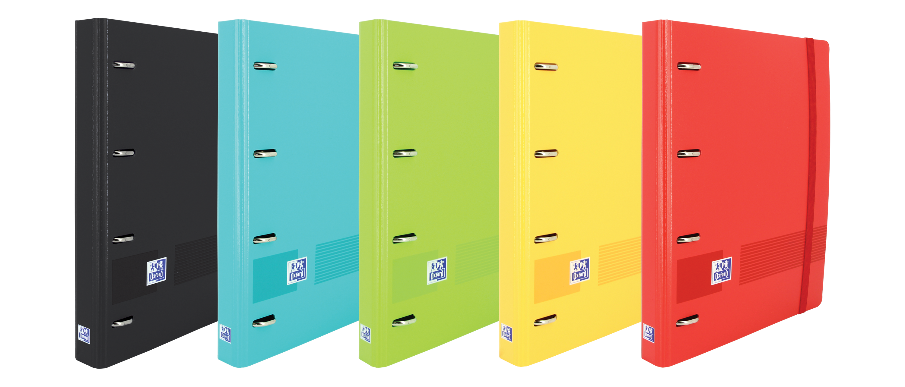 LOT de 10 Oxford Live & Go Classeur européen A4+ Polyfoam - Dos 45 mm - Anneaux 4Dx35 mm - 1 ligne de remplacement - Couleurs assorties