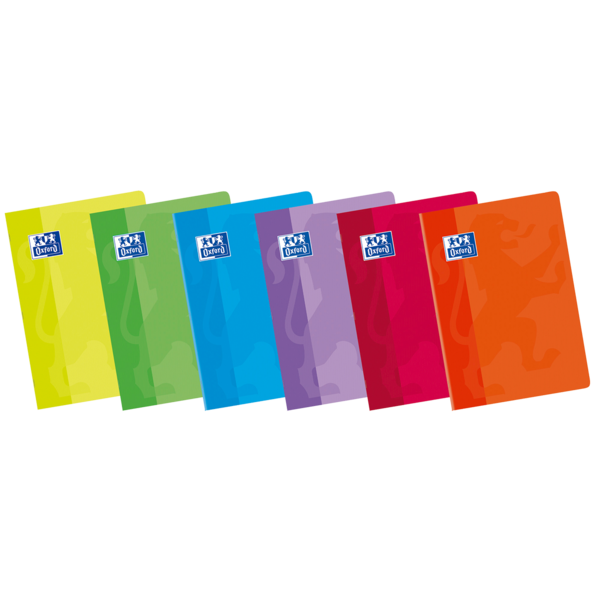 LOT de 10 Oxford School Classic A5+ Carnet agrafé 6x6 - Couverture souple - 48 feuilles - Marge - Couleurs assorties