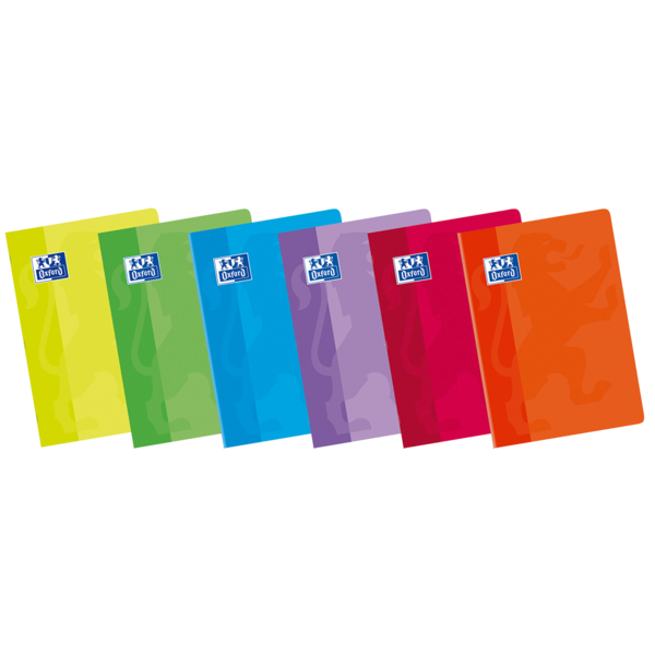 LOT de 10 Oxford School Classic A5+ Carnet agrafé - Directives Montessori 5 mm - Couverture souple - 48 feuilles - Couleurs assorties