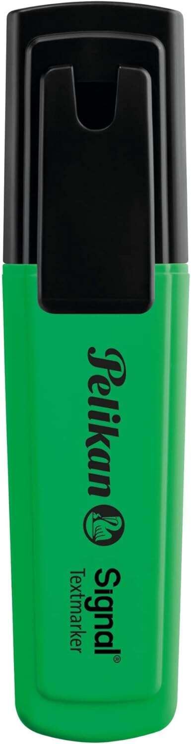 LOT de 10 Pelikan Textmarker Surligneur de signal – Pointe biseautée 2,0 mm – Encre à séchage rapide – Idéal pour surligner du texte – Couleur vert fluo