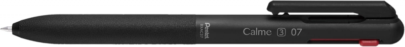 LOT de 10 Pentel Calme Stylo à bille rétractable 3 couleurs 0,7 mm – Corps noir – Couleurs d'encre bleue, rouge et noire