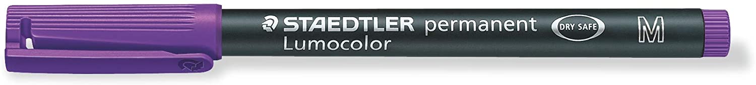 LOT de 10 Staedtler Lumocolor 317 Marqueur permanent - Pointe ronde moyenne - Course 1 mm environ - Capuchon avec clip - Séchage rapide - Couleur violette