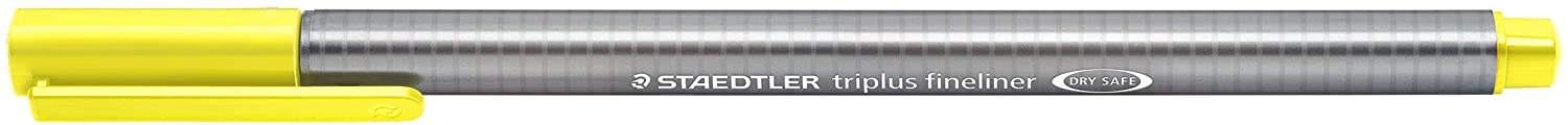 LOT de 10 Staedtler Triplus Fineliner 334 Stylo Fineliner - Ligne 0,3 mm - Encre à base d'eau - Couleur jaune clair