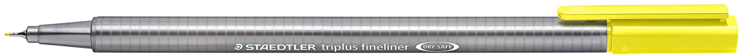 LOT de 10 Staedtler Triplus Fineliner 334 Stylo Fineliner - Ligne 0,3 mm - Encre à base d'eau - Couleur jaune clair