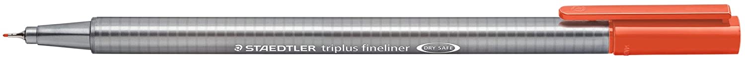 LOT de 10 Staedtler Triplus Fineliner 334 Stylo Fineliner - Ligne 0,3 mm - Encre à base d'eau - Couleur rouge écarlate