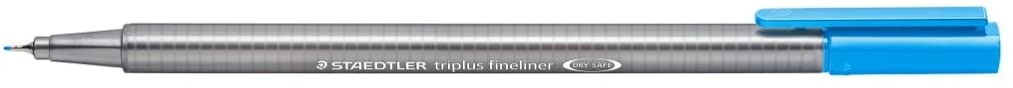 LOT de 10 Staedtler Triplus Fineliner 334 Stylo Fineliner - Ligne 0,3 mm - Encre à base d'eau - Couleur bleu clair